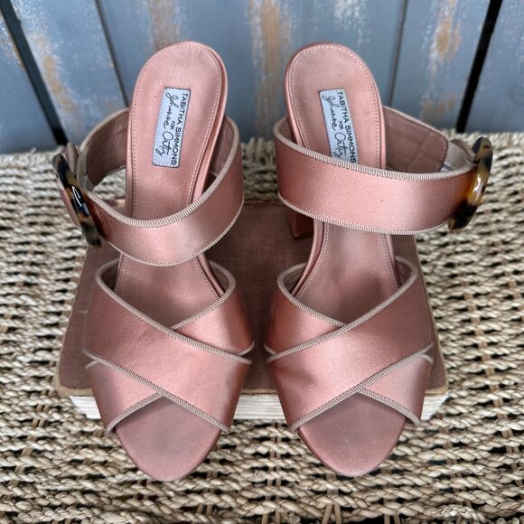 Tabitha Simmons For Johanna Ortiz Reyner Buckled Satin Block Heel Rose Sz 7 1/2 - Picture 2 of 16